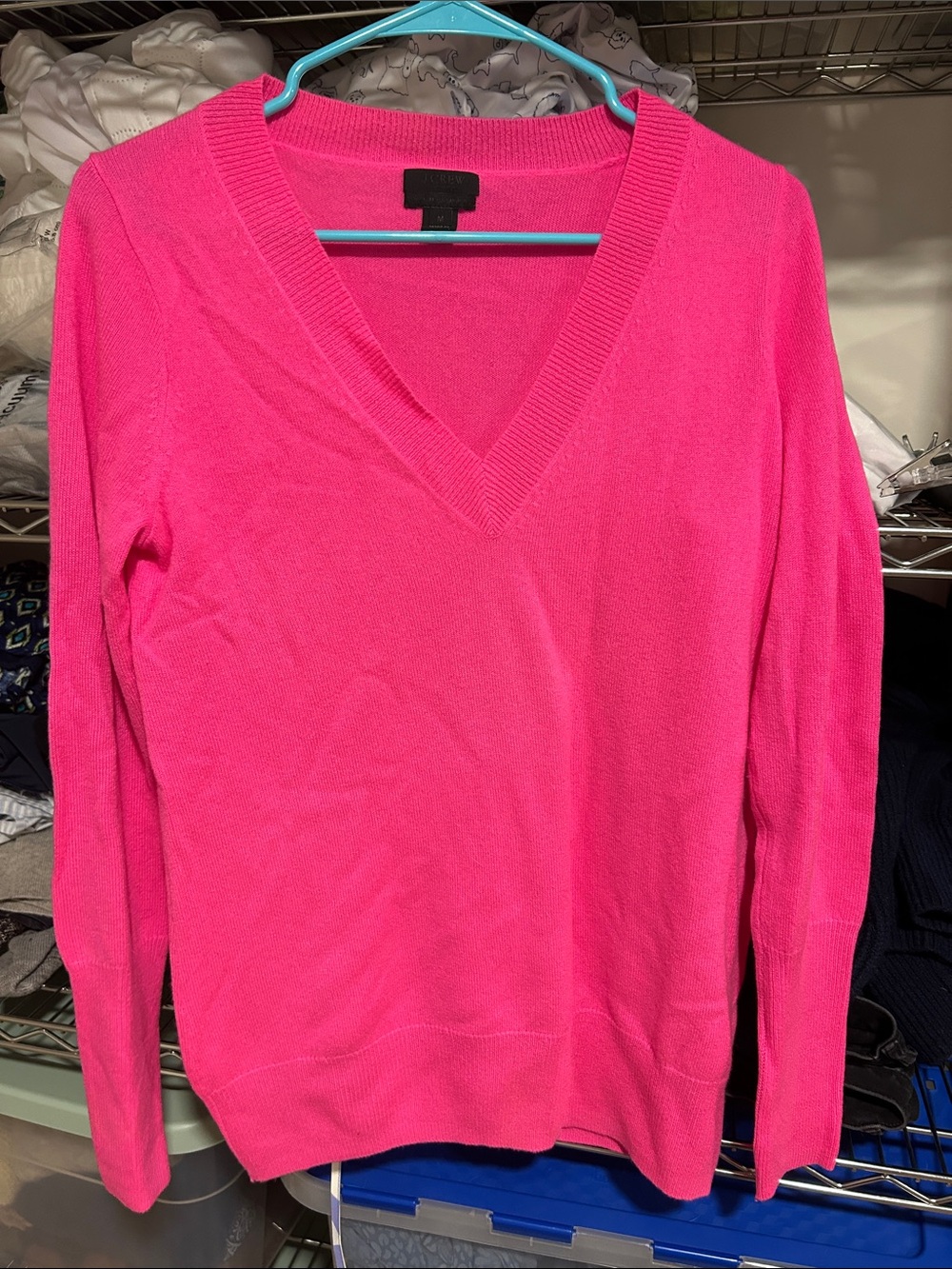 J. Crew Hot Pink V-Neck Sweater